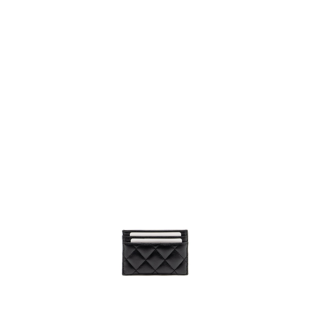 Chanel Detail CC Logo Card Holder Lambskin Black L (microchip)