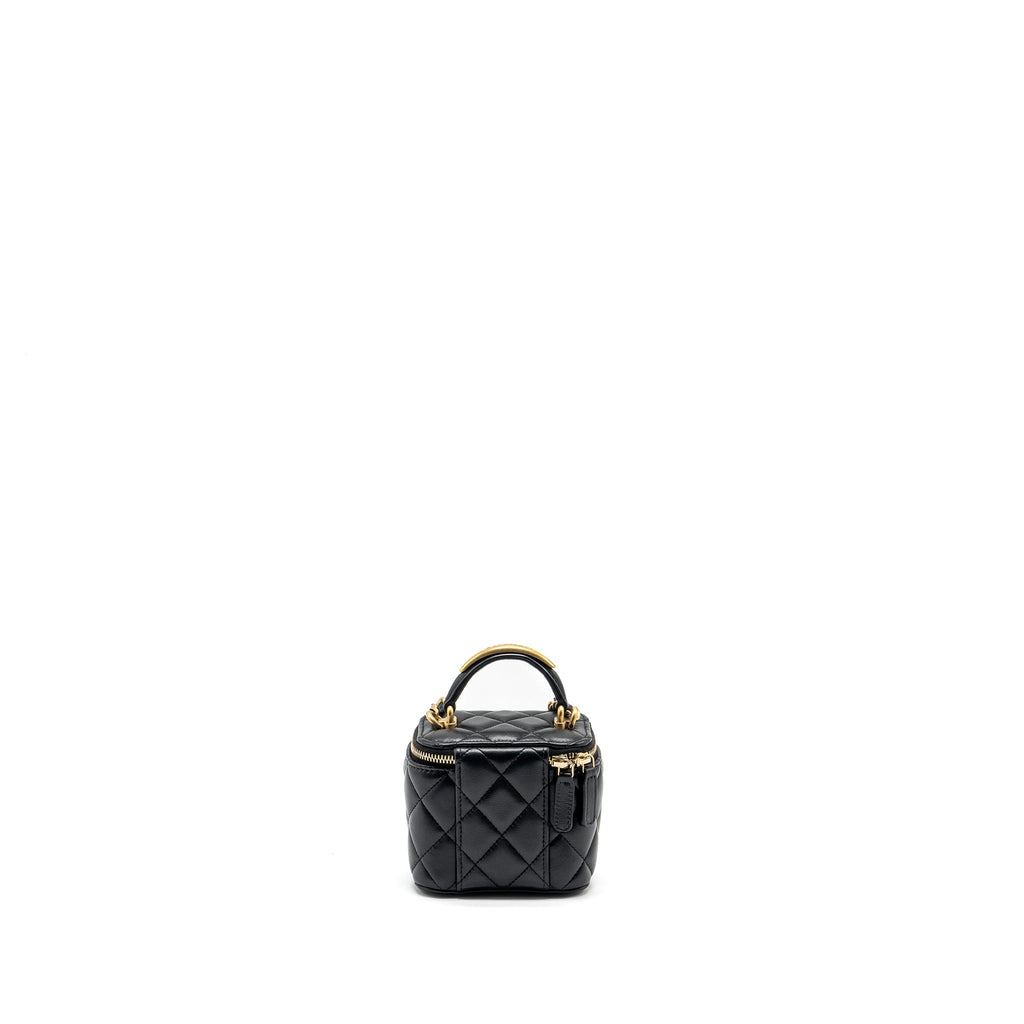 Chanel Top Handle Mini Vanity Case with Chain Lambskin Black  (Microchip)
