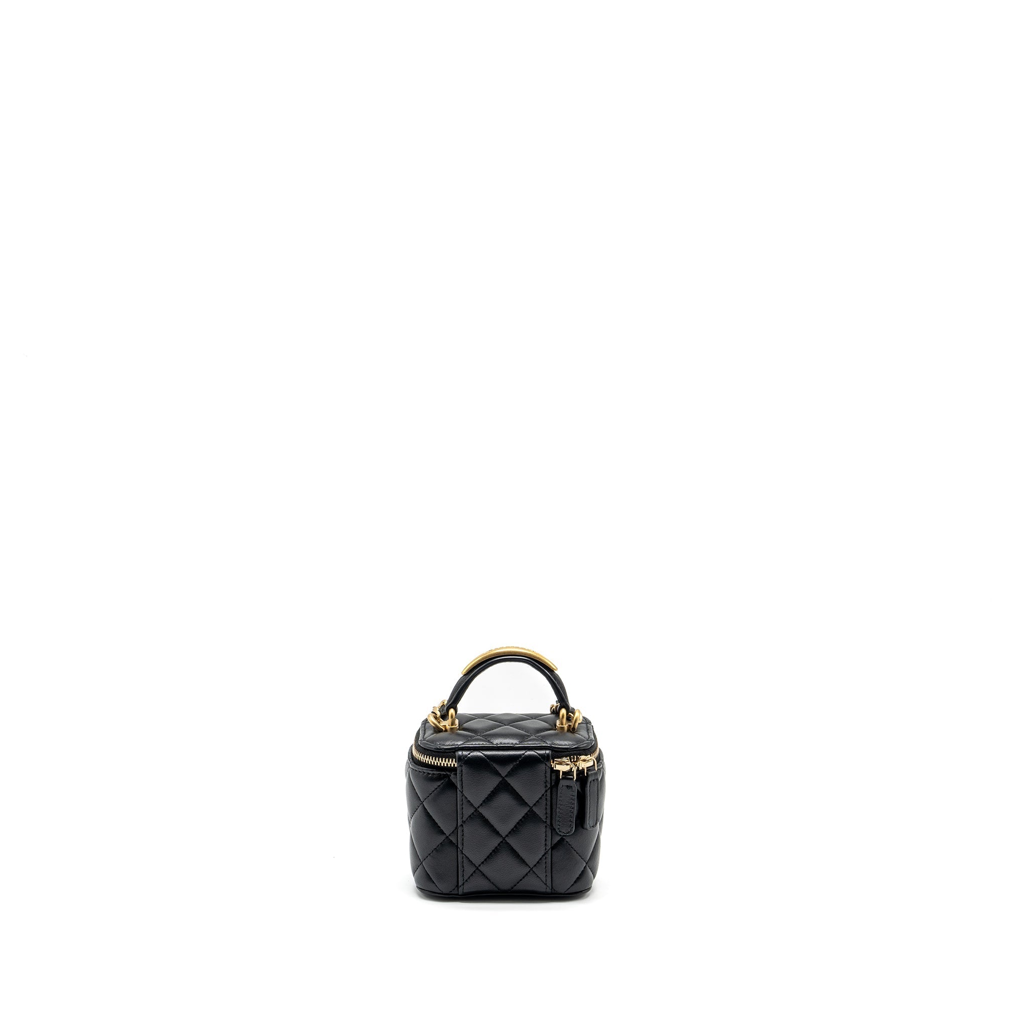 Chanel Top Handle Mini Vanity Case with Chain Lambskin Black  (Microchip)