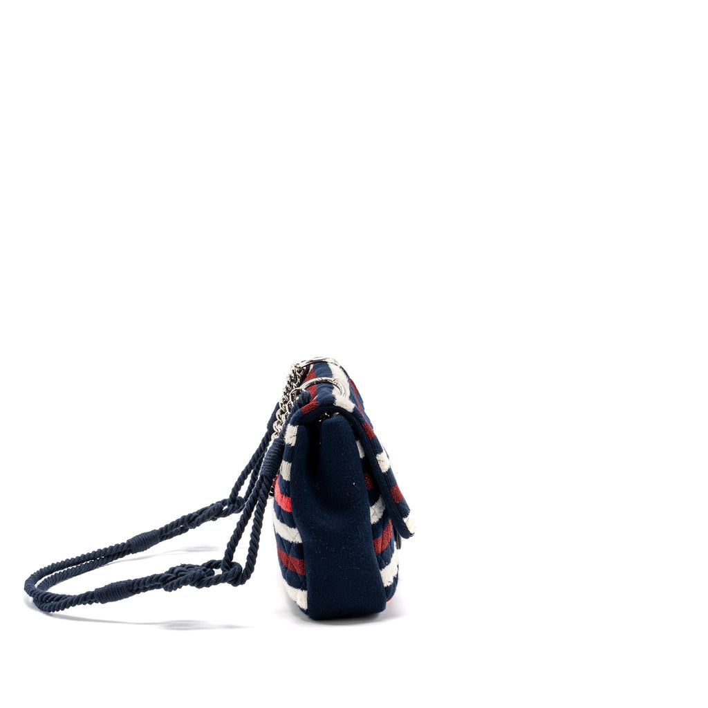 Chanel quilted flap bag fabric multicolour blue / red / white