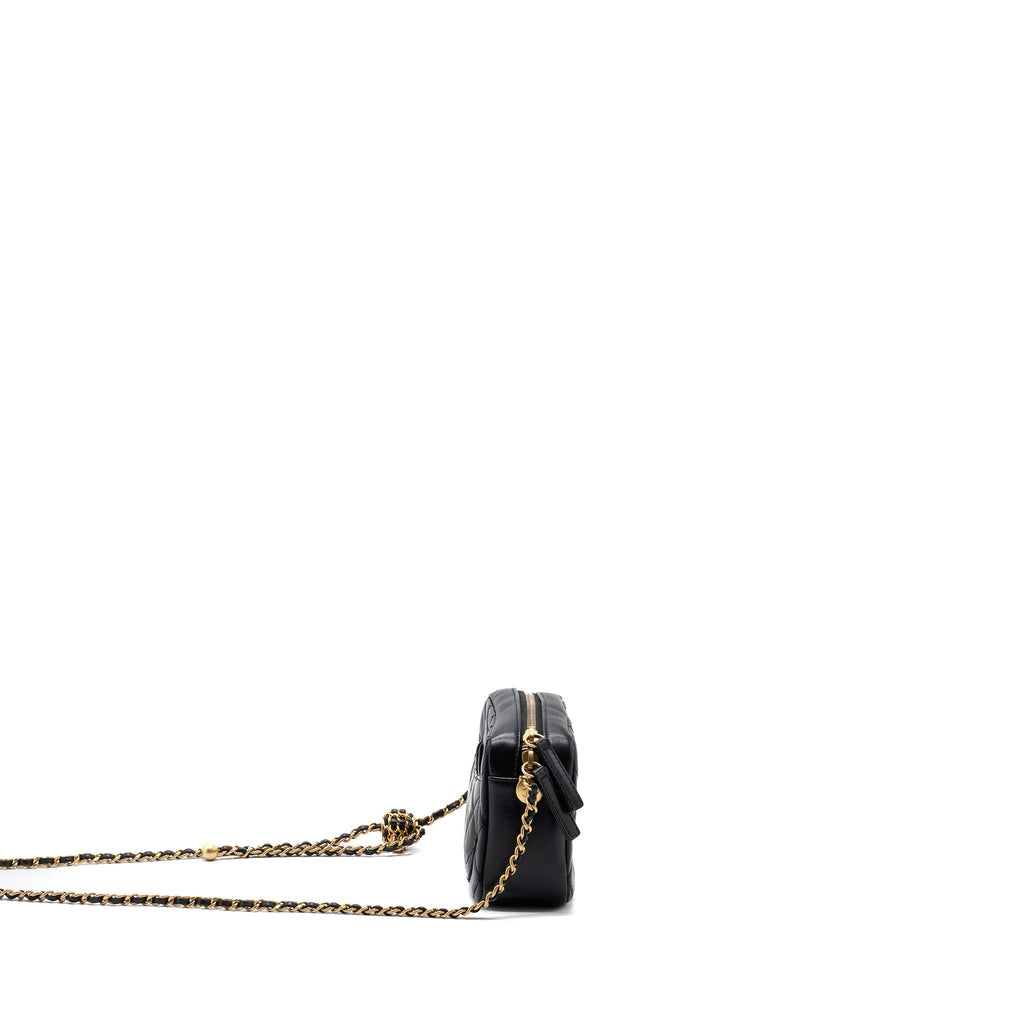 Chanel pearl crush camera bag lambskin black  (microchip)
