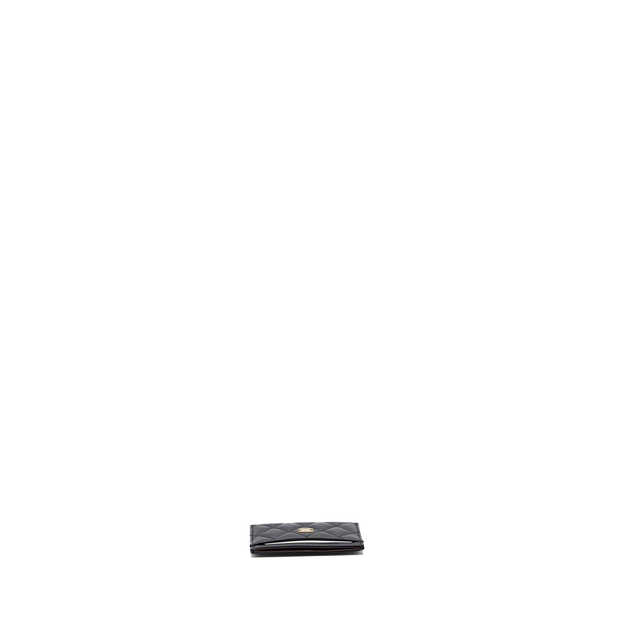 Chanel classic card holder caviar black  (microchip)