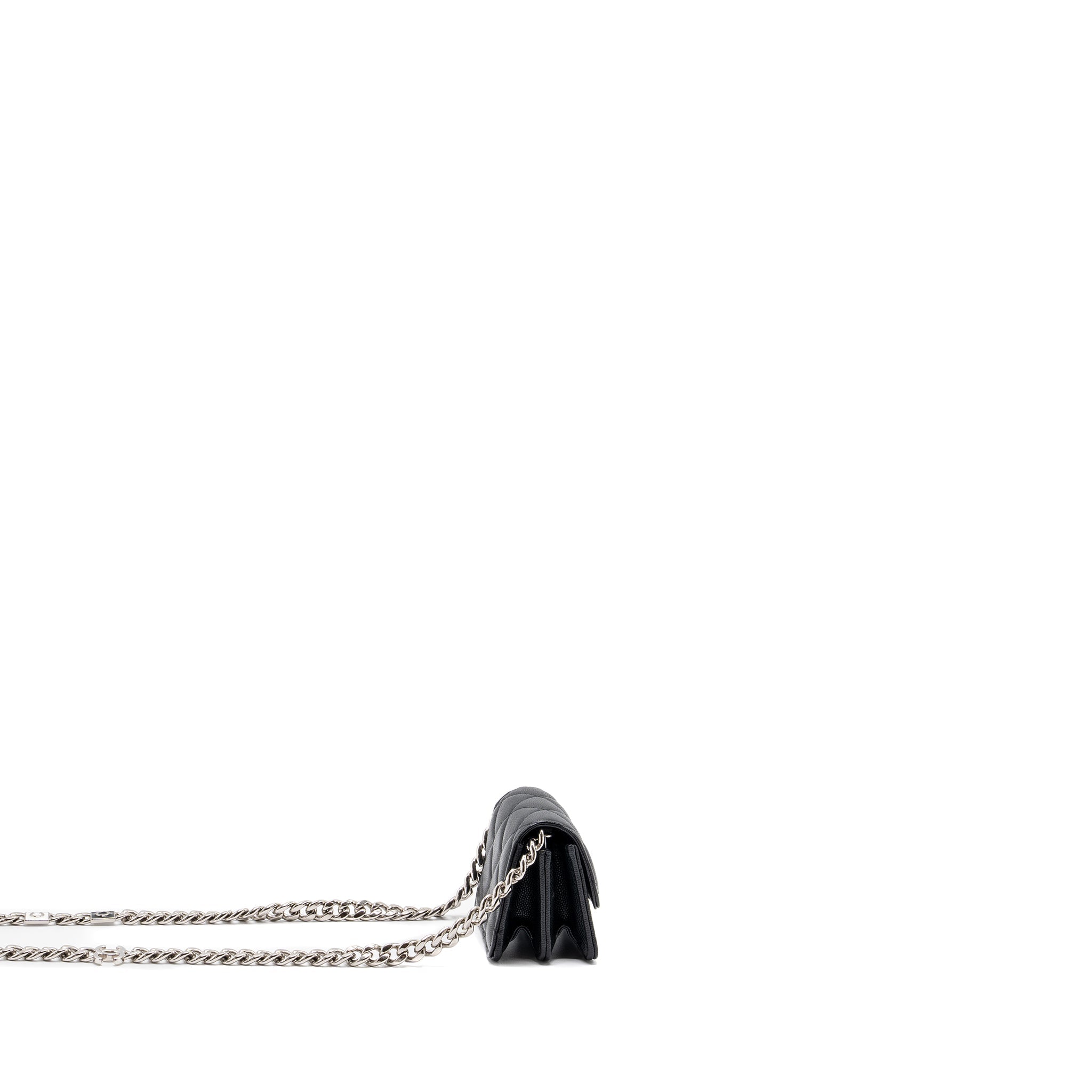 CHANEL MINI FLAP BAG WITH Coco Enamel CHAIN CAVIAR BLACK