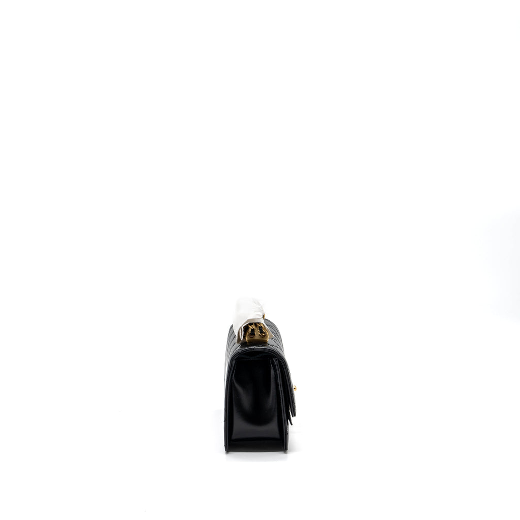 Chanel 24C gold crush mini flap bag calfskin black  (microchip)