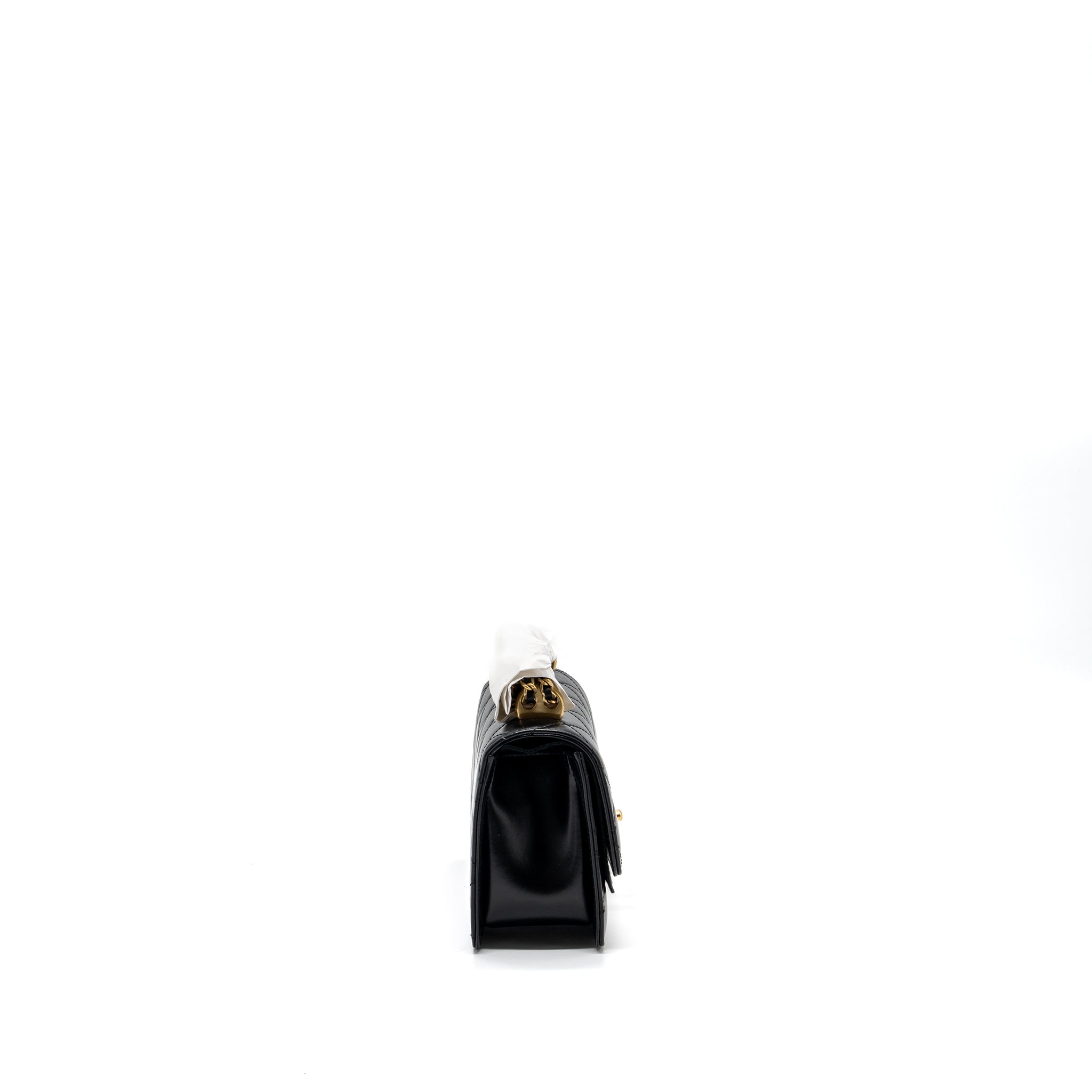 Chanel 24C gold crush mini flap bag calfskin black  (microchip)