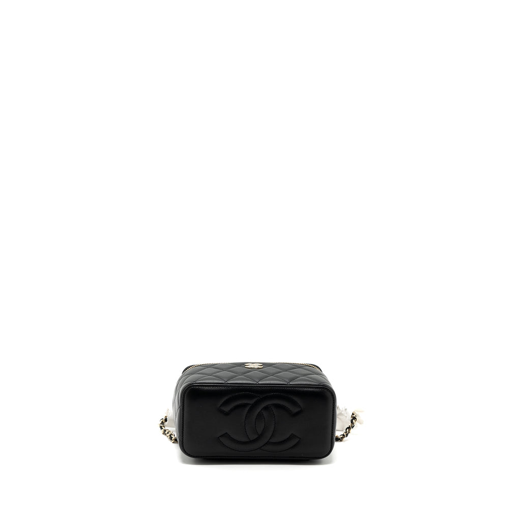 Chanel Top Handle Long Vanity With Chain Lambskin Black L(Microchip)