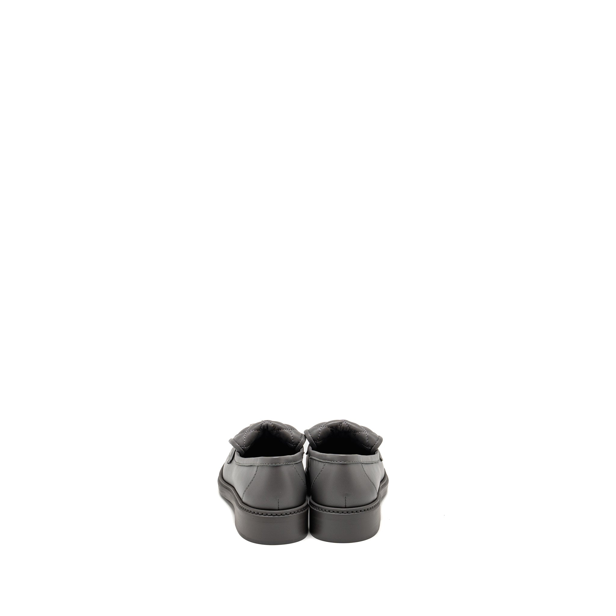 Chanel Size 39 CC Turnlock Loafers Quilted Leather Grey