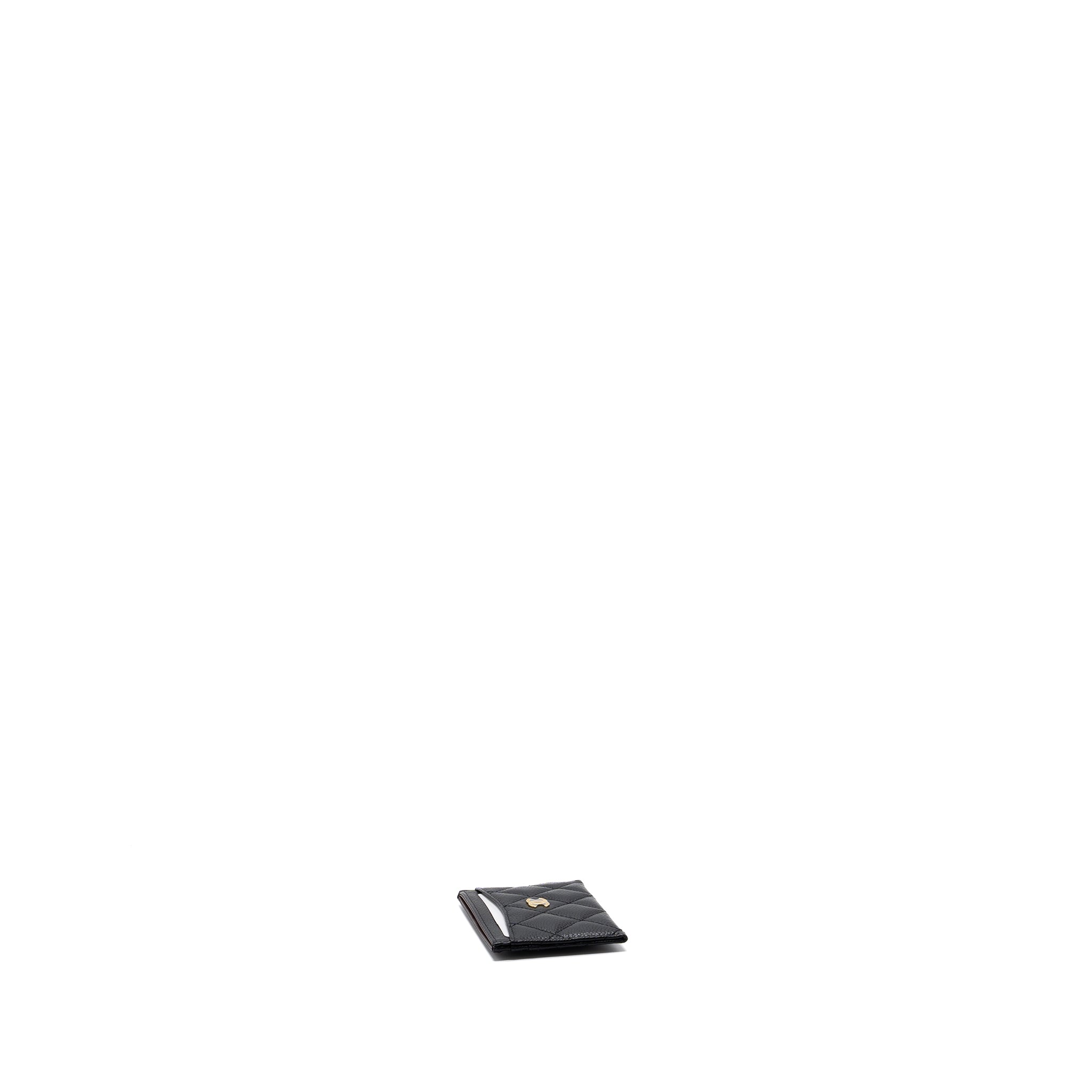 Chanel classic card holder caviar black  (microchip)