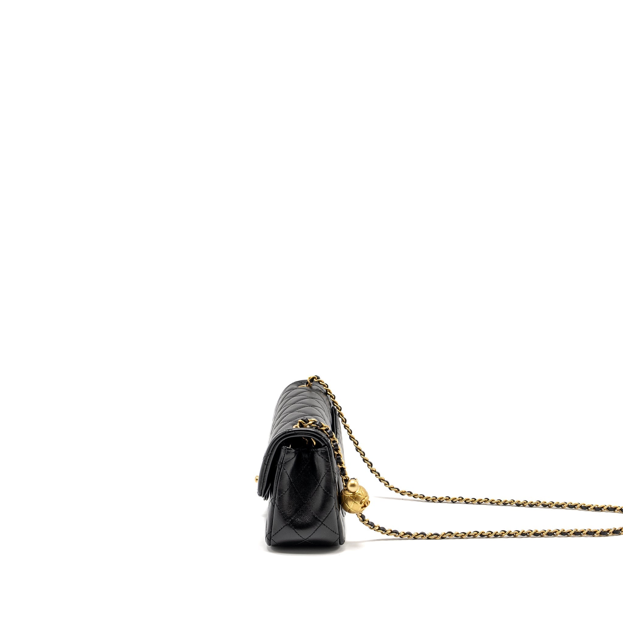 Chanel 24K Pearl Crush Mini Rectangular Flap Bag Shiny Lambskin Black  (Microchip)