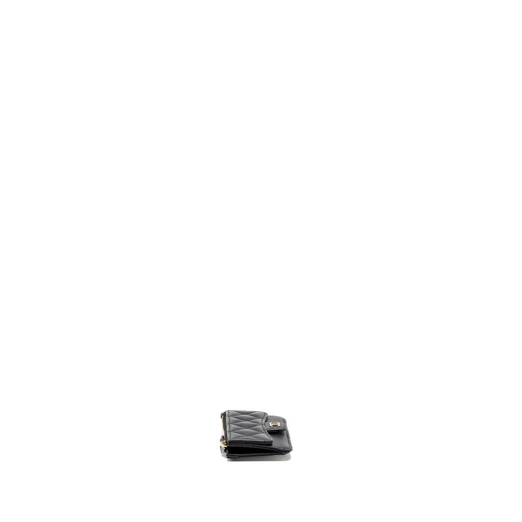 Chanel Flap with Zip Card Holder Caviar Black L (Microchip)