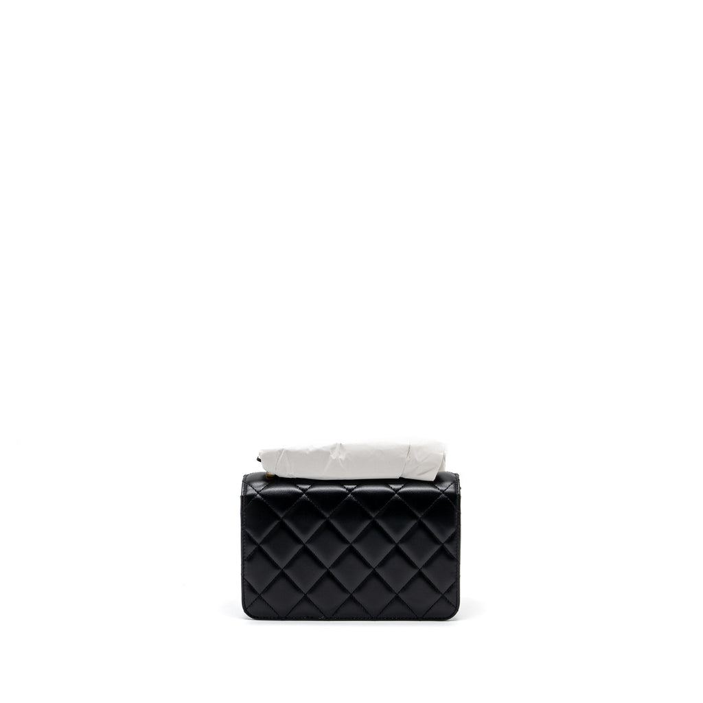 Chanel 24C gold crush mini flap bag calfskin black  (microchip)