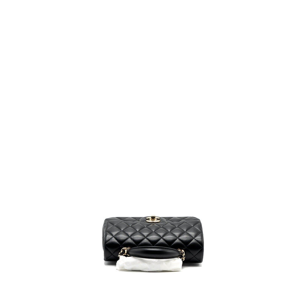 Chanel top handle mini Rectangular flap bag lambskin black L (Microchip )