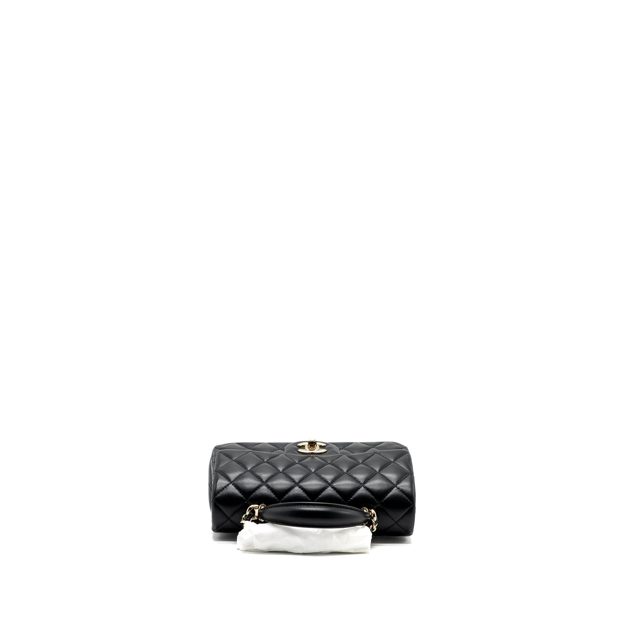 Chanel top handle mini Rectangular flap bag lambskin black L (Microchip )