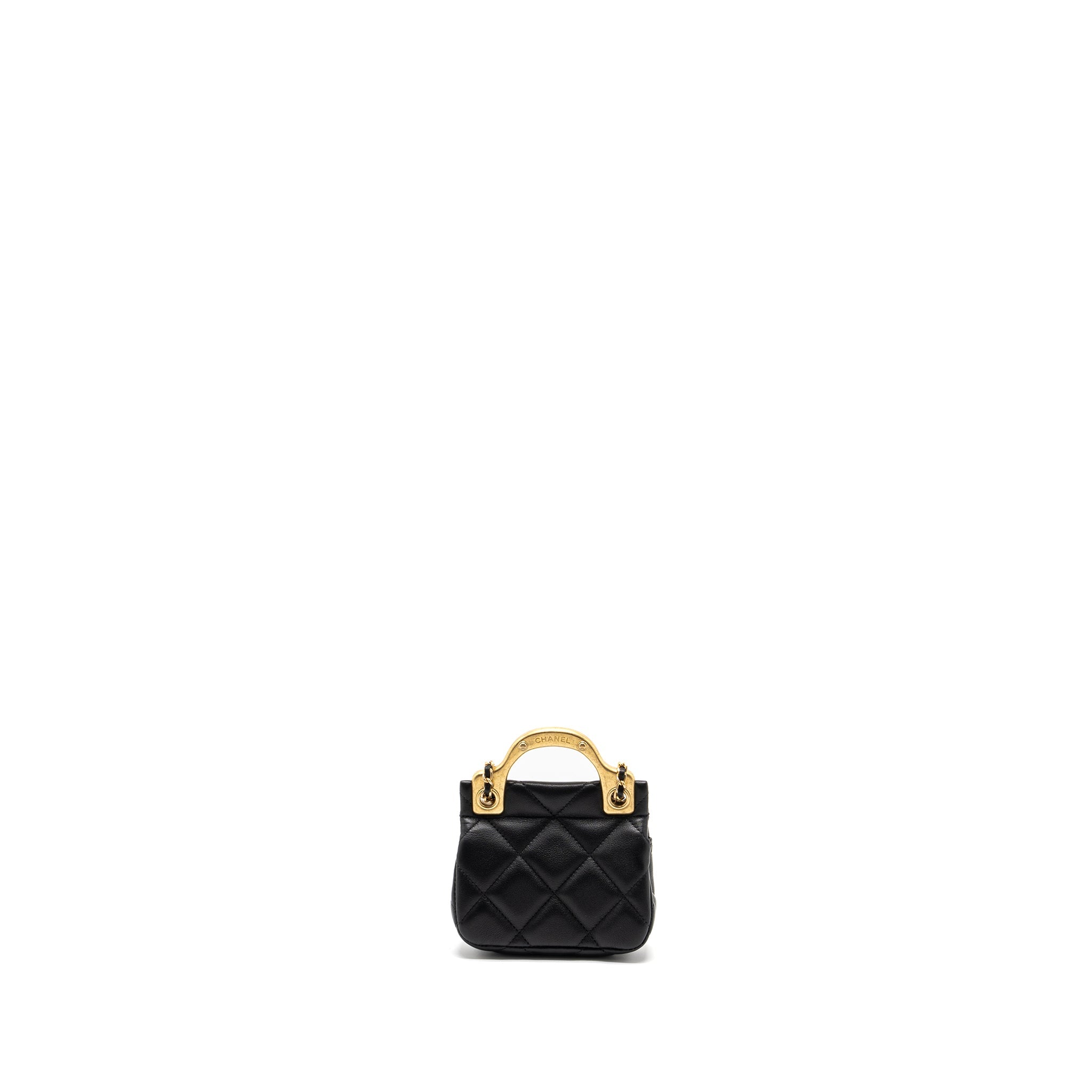 Chanel 21K Mini Flap Bag Calfskin Black Brushed