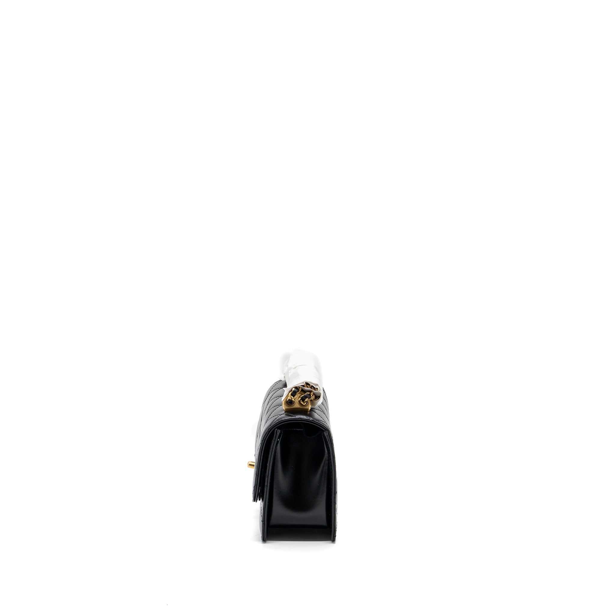Chanel 24C gold crush mini flap bag calfskin black  (microchip)