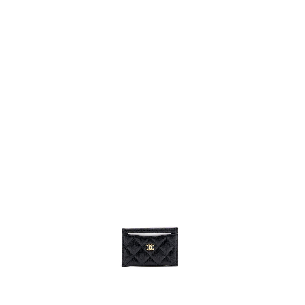 Chanel classic card holder caviar black  (microchip)