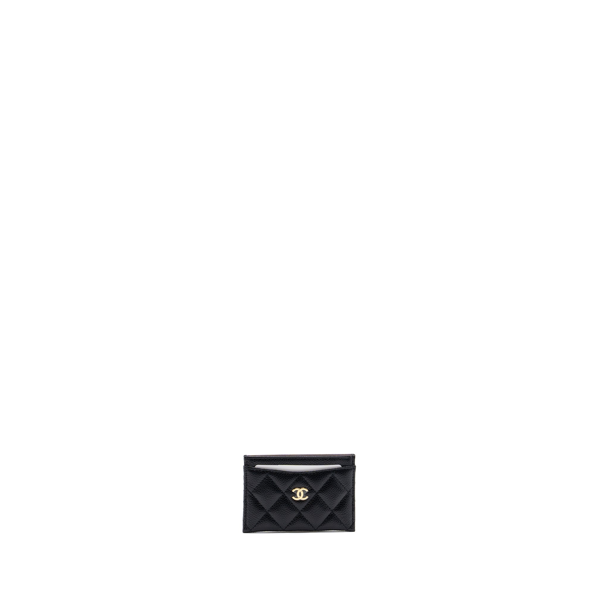 Chanel classic card holder caviar black  (microchip)
