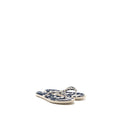 Chanel Size 40 Mules Cotton/Lambskin Navy Blue/Ecru