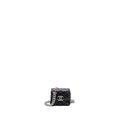CHANEL MINI FLAP BAG WITH Coco Enamel CHAIN CAVIAR BLACK