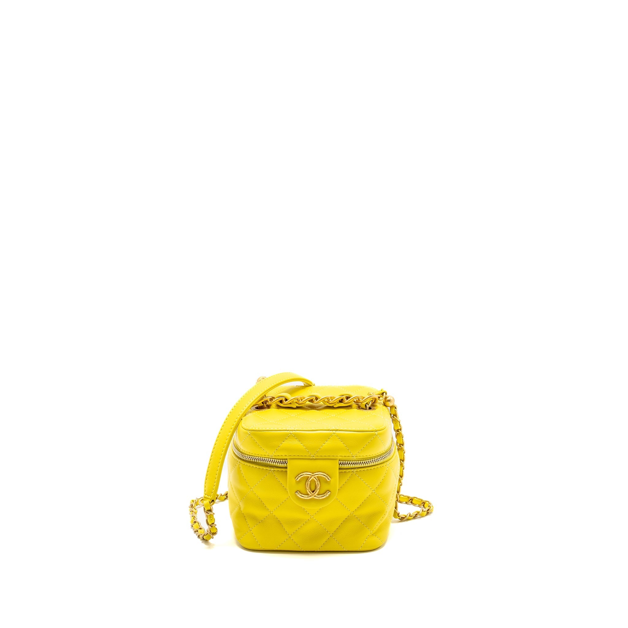 Chanel CC Vanity Case Bag Calfskin Yellow  (Microchip)