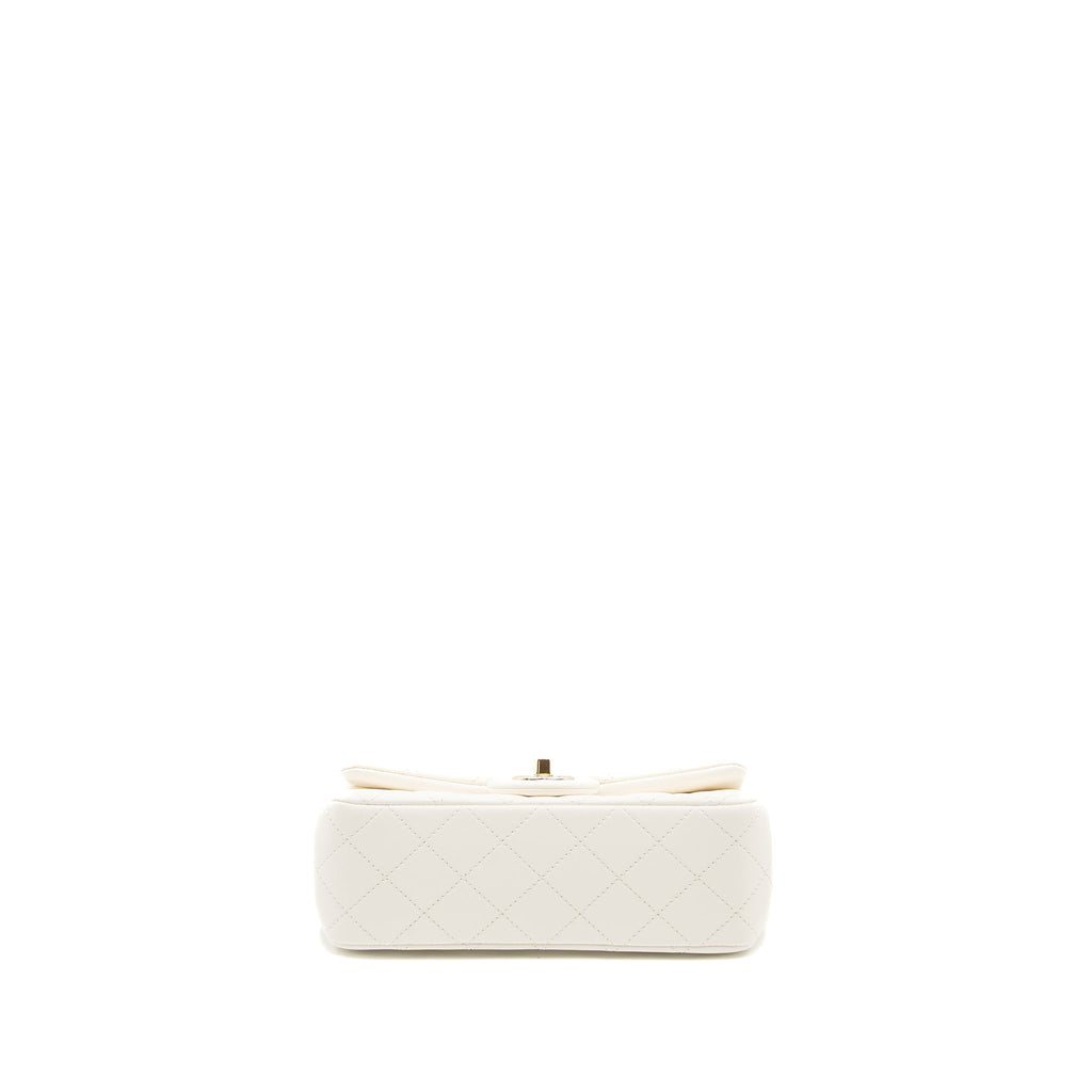 Chanel 23C Pearl Crush Mini Rectangular Flap Bag Lambskin White L (Microchip)