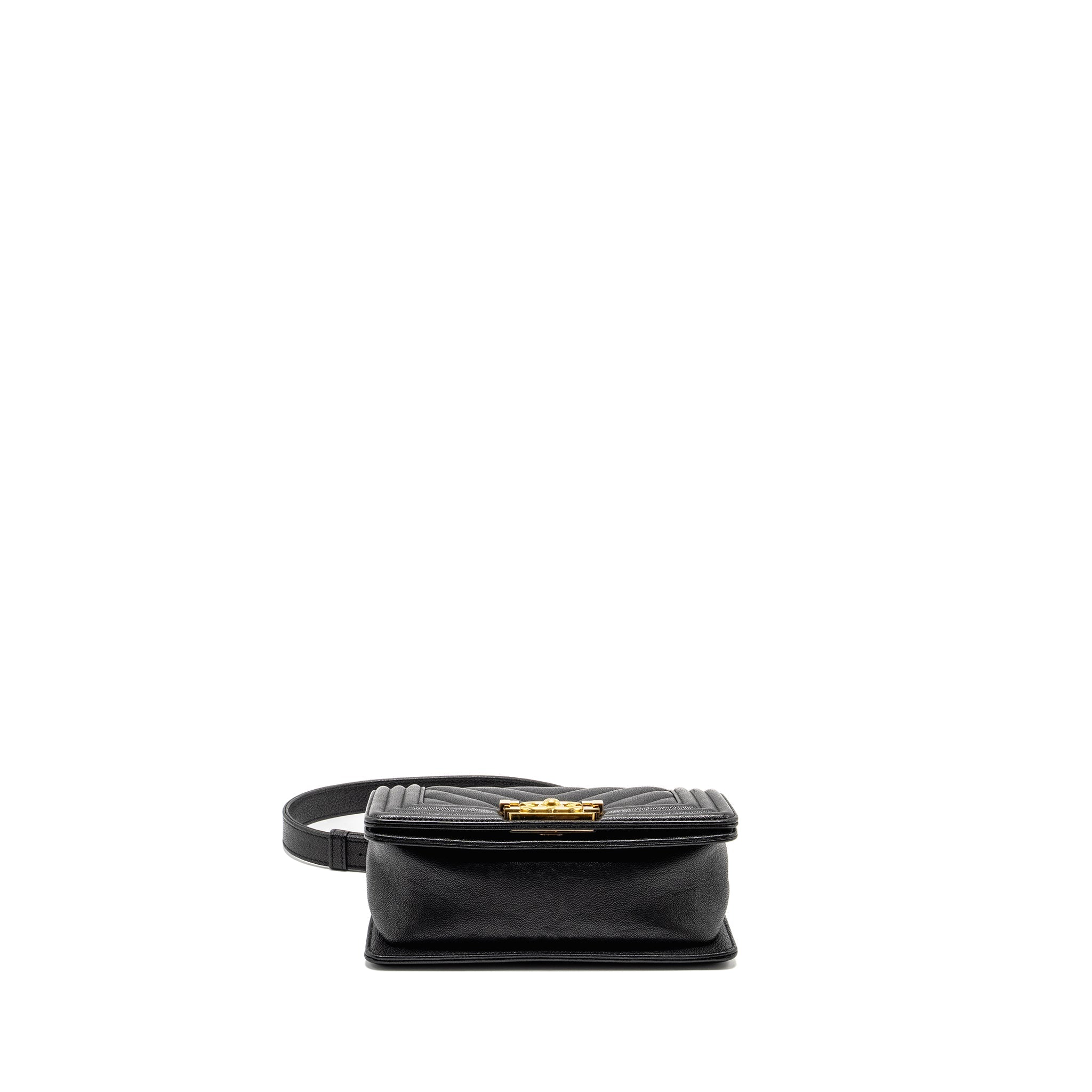 Chanel Chevron Small Boy Bag Caviar Black