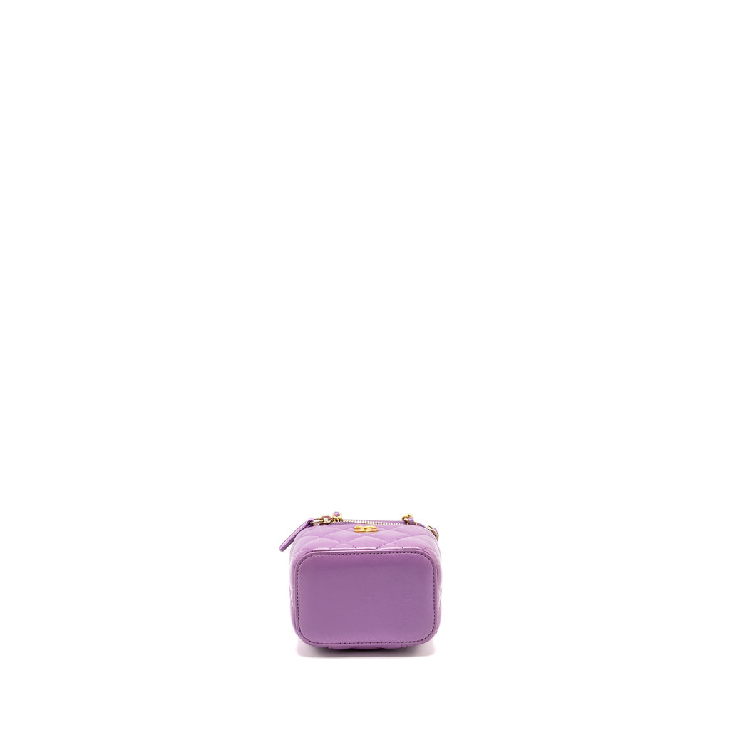 CHANEL Pearl Crush Mini Vanity With Chain Lambskin Purple