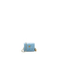 Chanel Pearl crush mini flap wallet with chain lambskin blue