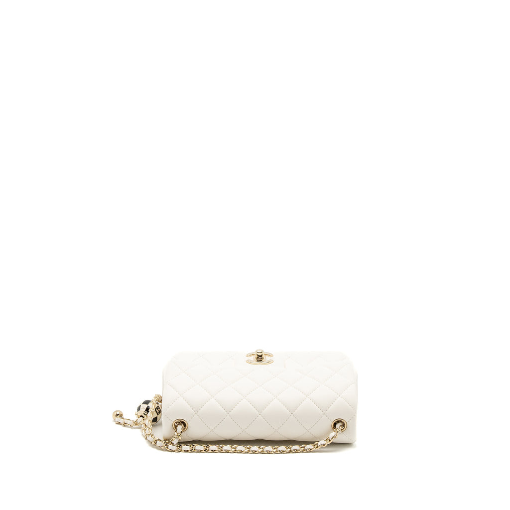 Chanel 23C Pearl Crush Mini Rectangular Flap Bag Lambskin White L (Microchip)