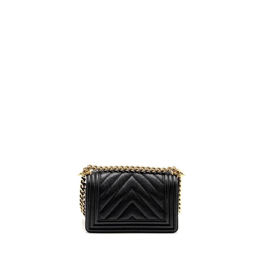 Chanel Chevron Small Boy Bag Caviar Black