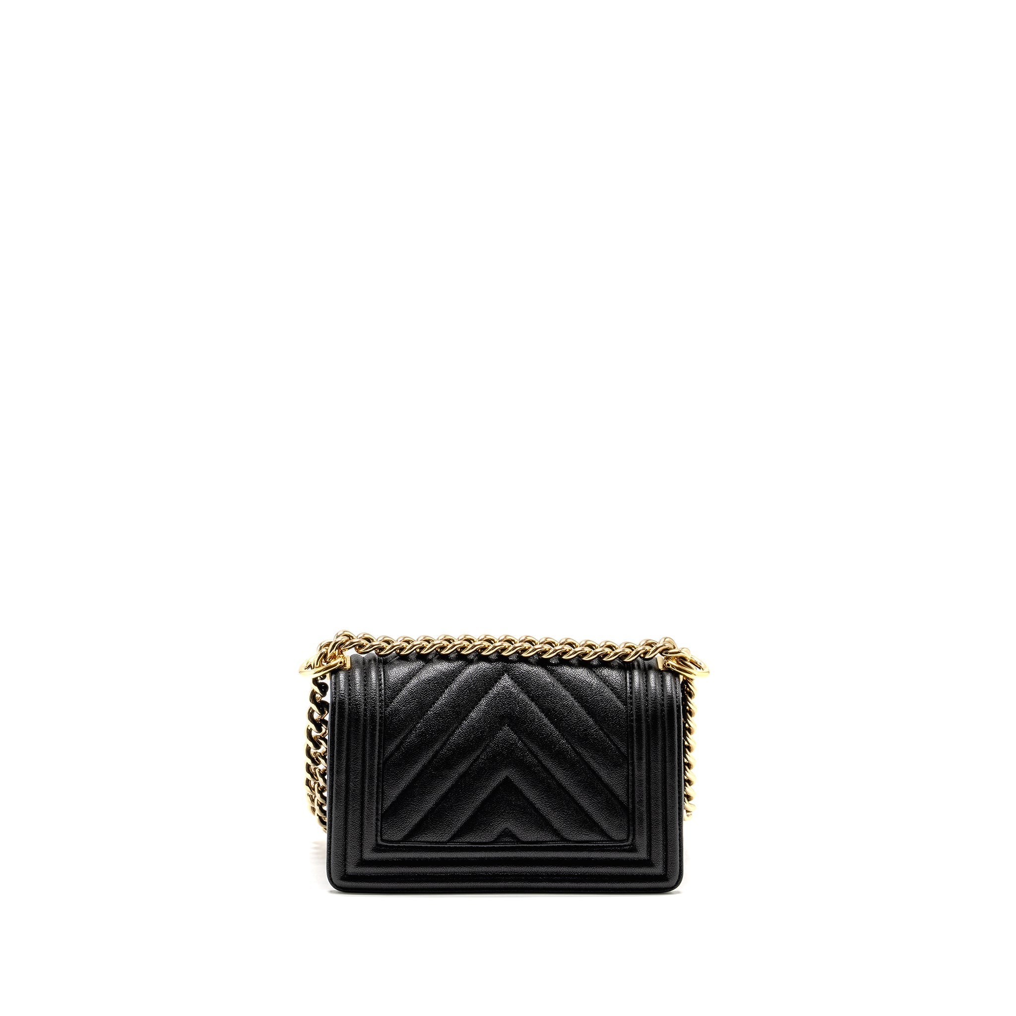 Chanel Chevron Small Boy Bag Caviar Black