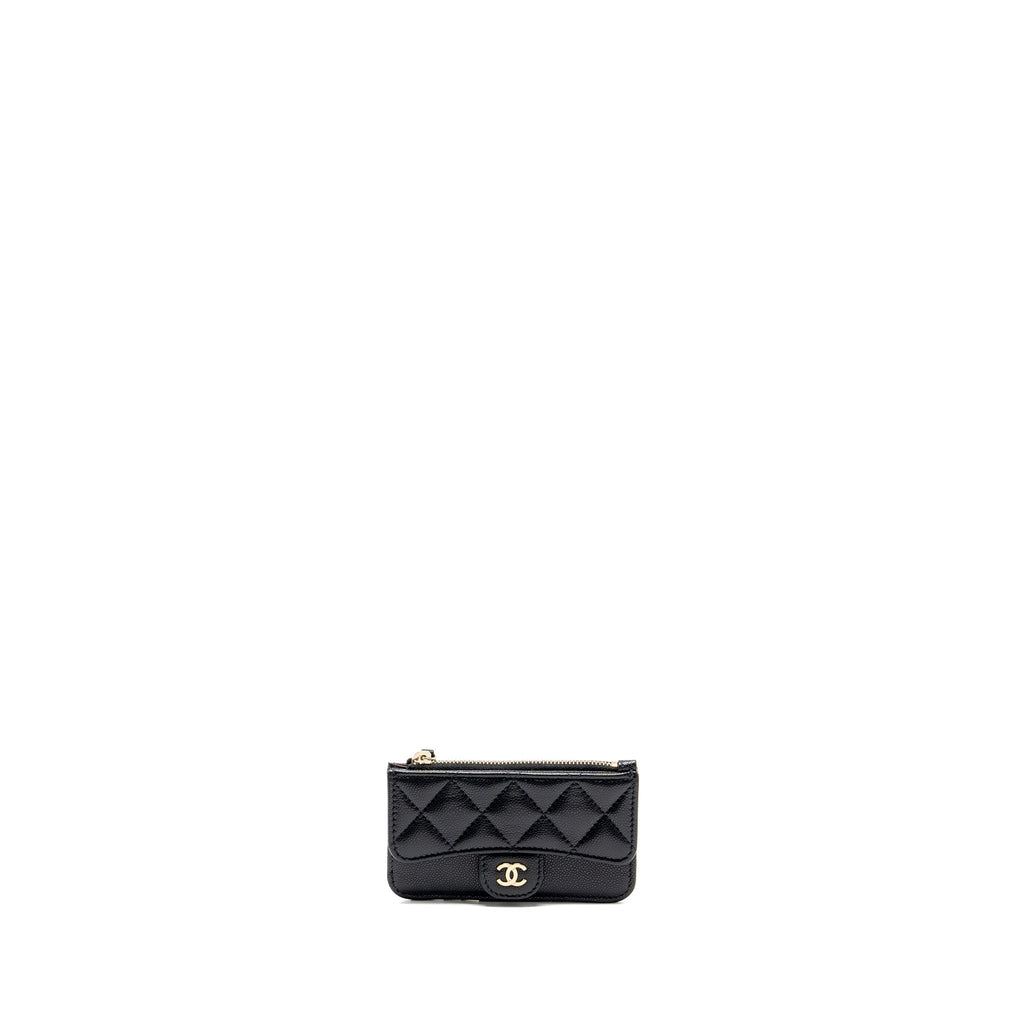 Chanel Flap with Zip Card Holder Caviar Black L (Microchip)