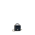 Chanel Top Handle Mini Flap Bag Lambskin Metallic Blue L (Microchip)