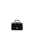 Chanel top handle mini Rectangular flap bag lambskin black L (Microchip )