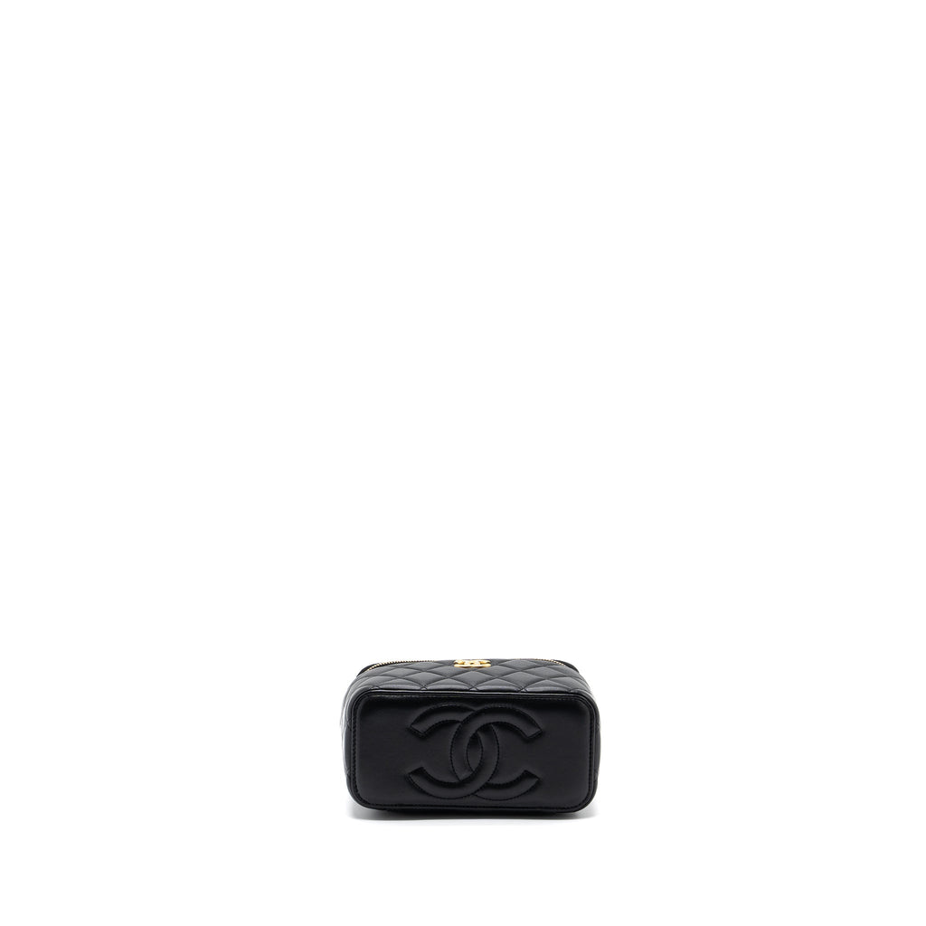 Chanel Top Handle Long Vanity Lambskin Black  (microchip)