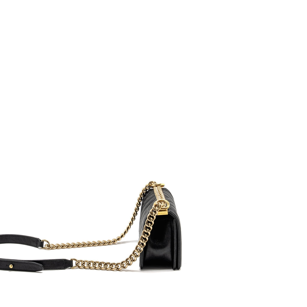 Chanel Chevron Small Boy Bag Caviar Black