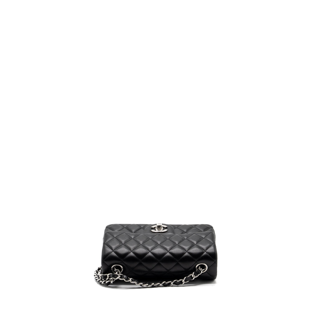 Chanel mini rectangular flap bag lambskin black  (microchip)