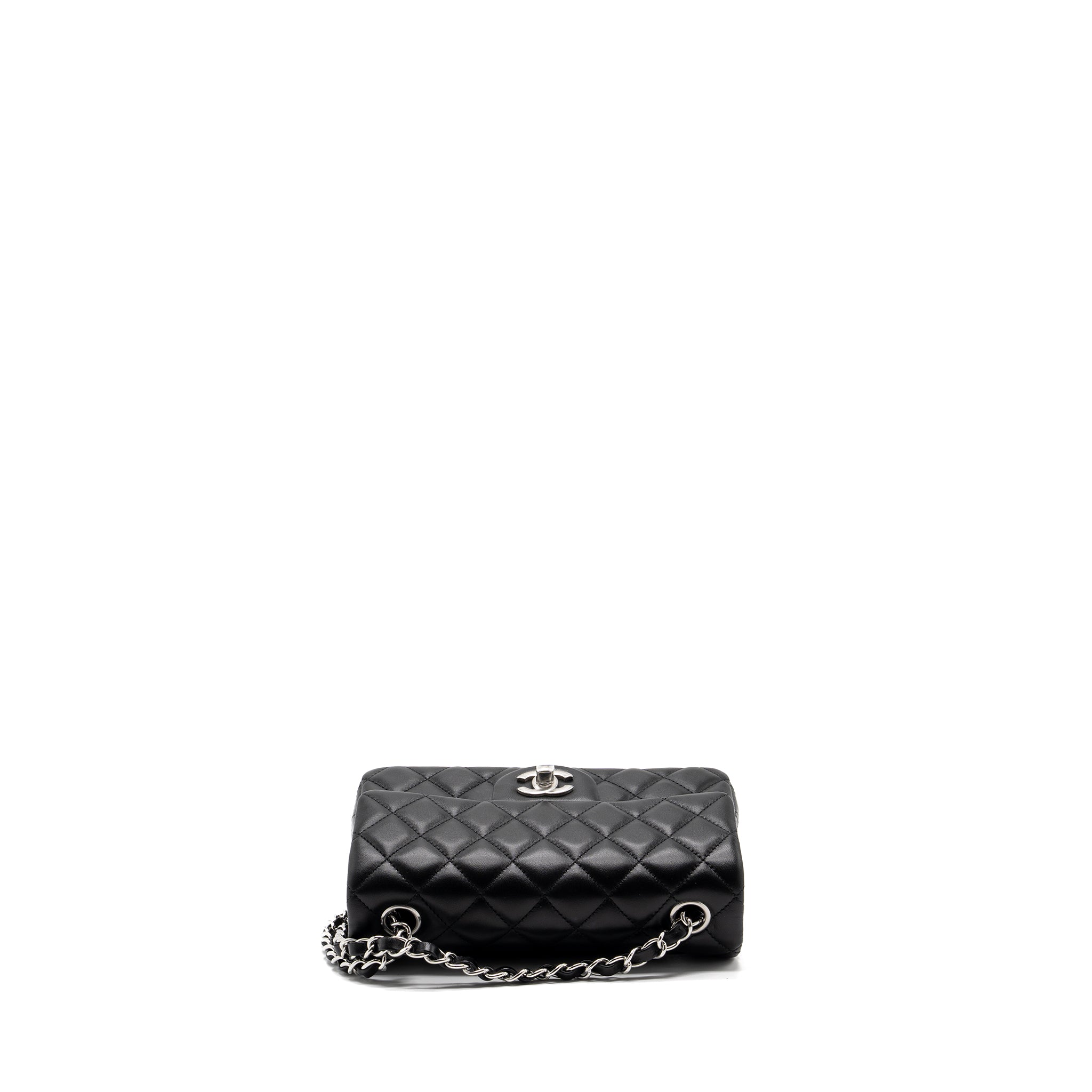Chanel mini rectangular flap bag lambskin black  (microchip)