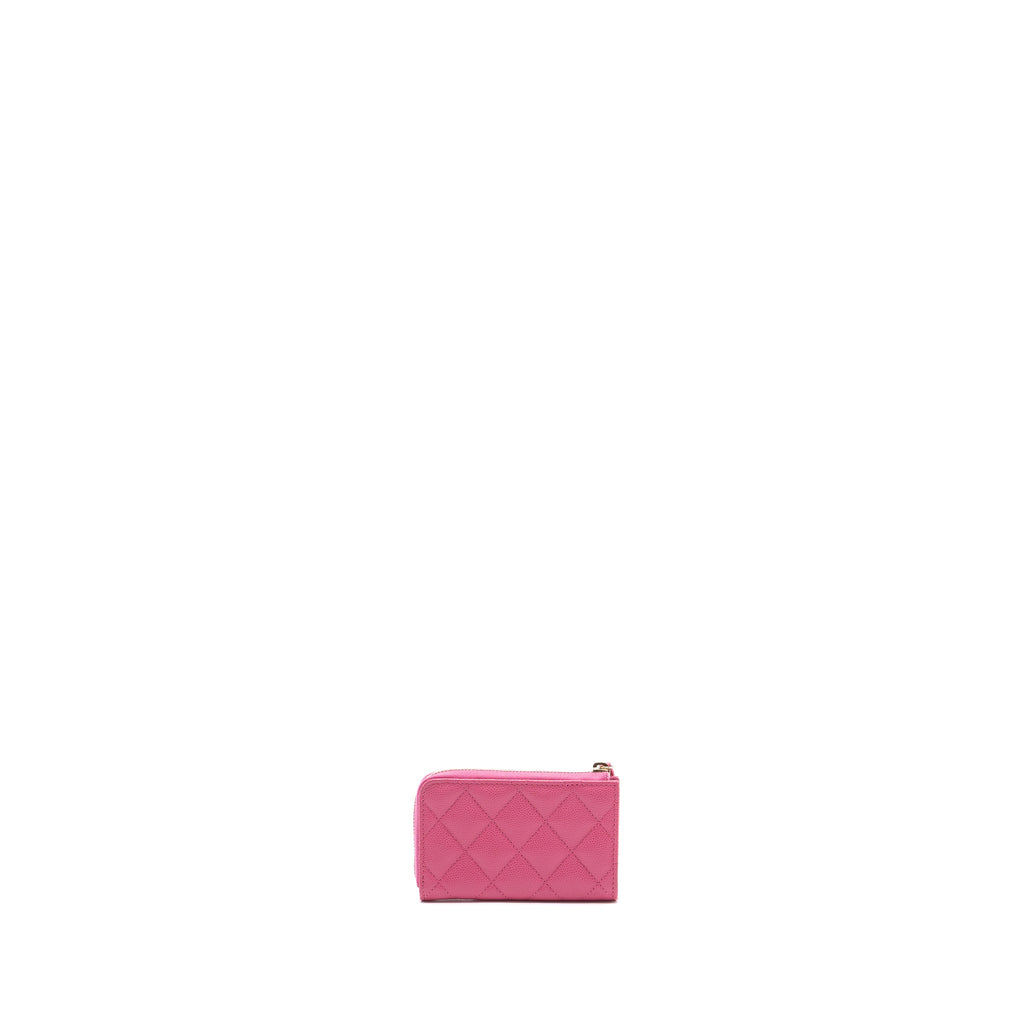 Chanel zippy key ring pouch caviar pink L