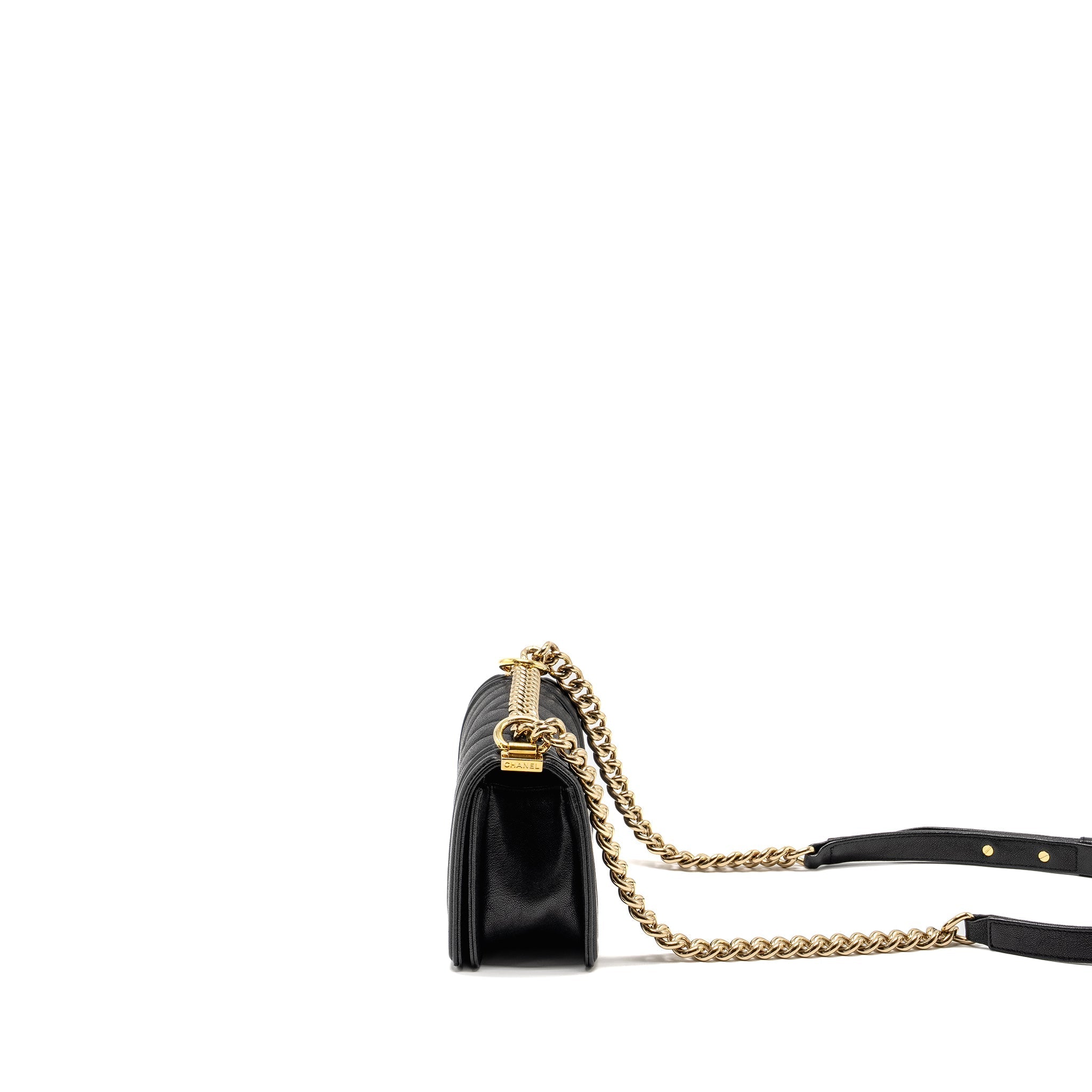 Chanel Chevron Small Boy Bag Caviar Black