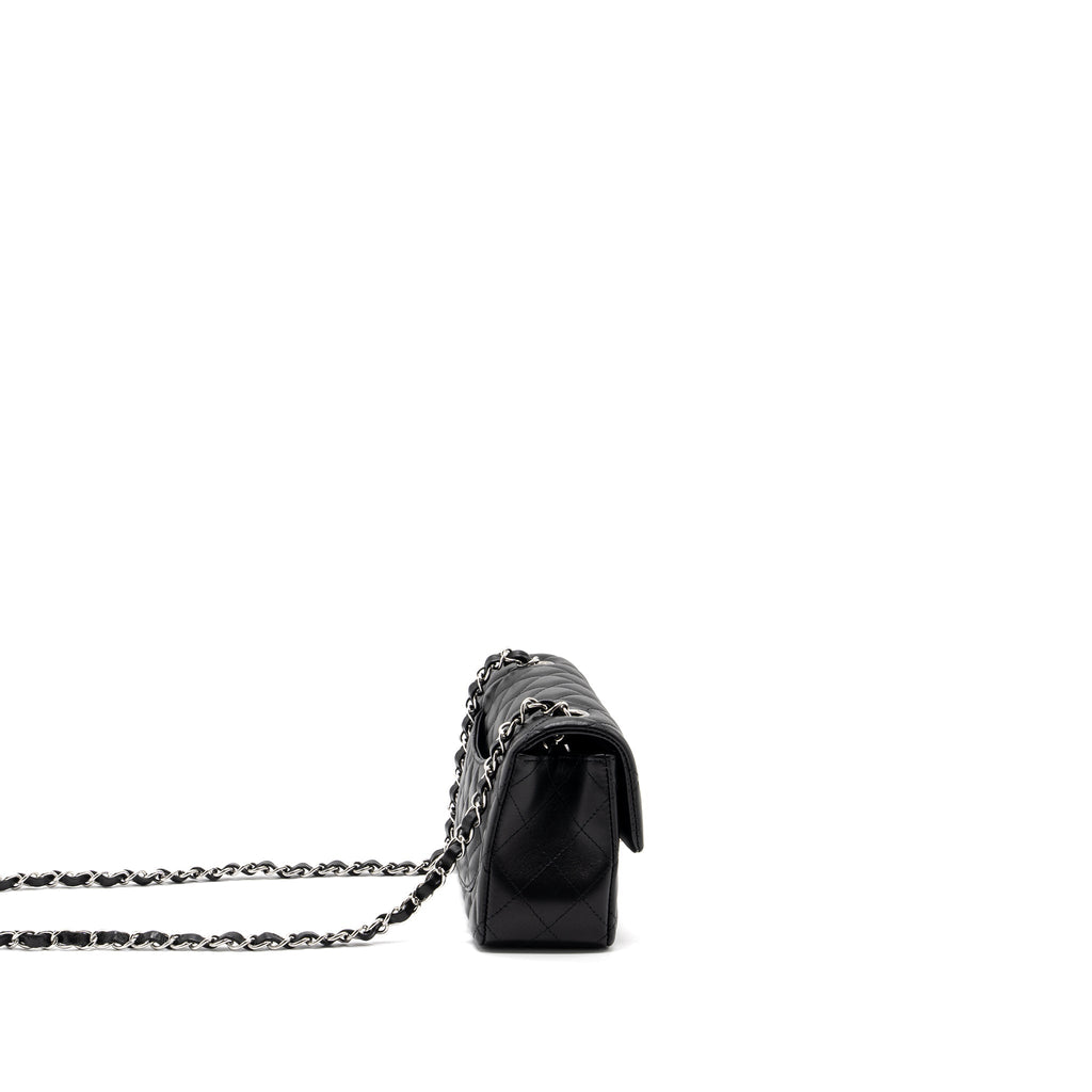Chanel mini rectangular flap bag lambskin black  (microchip)