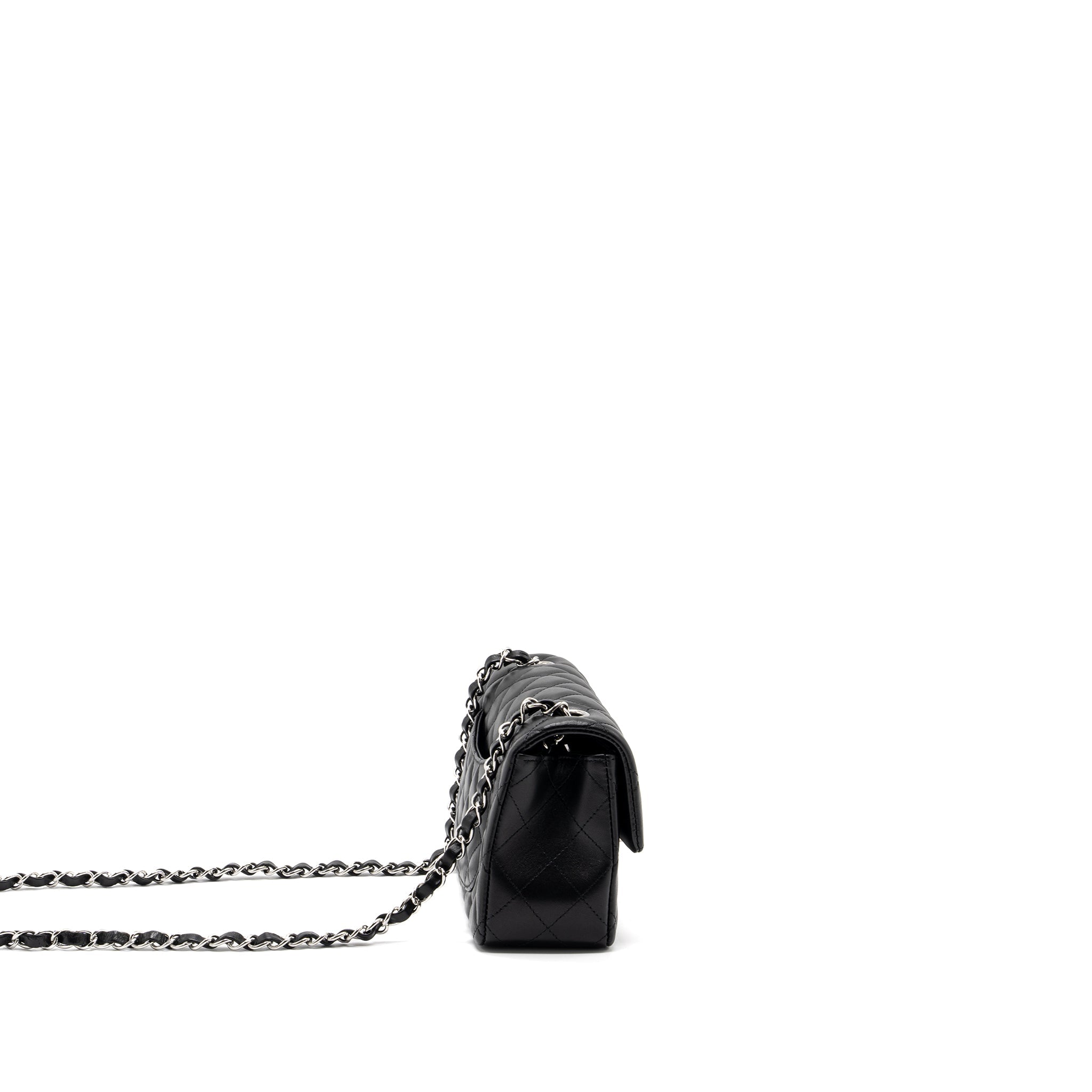 Chanel mini rectangular flap bag lambskin black  (microchip)