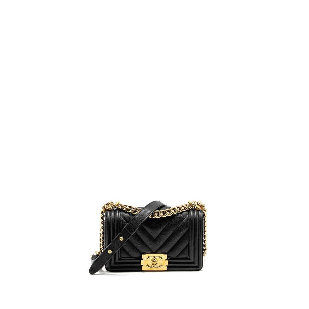 Chanel Chevron Small Boy Bag Caviar Black