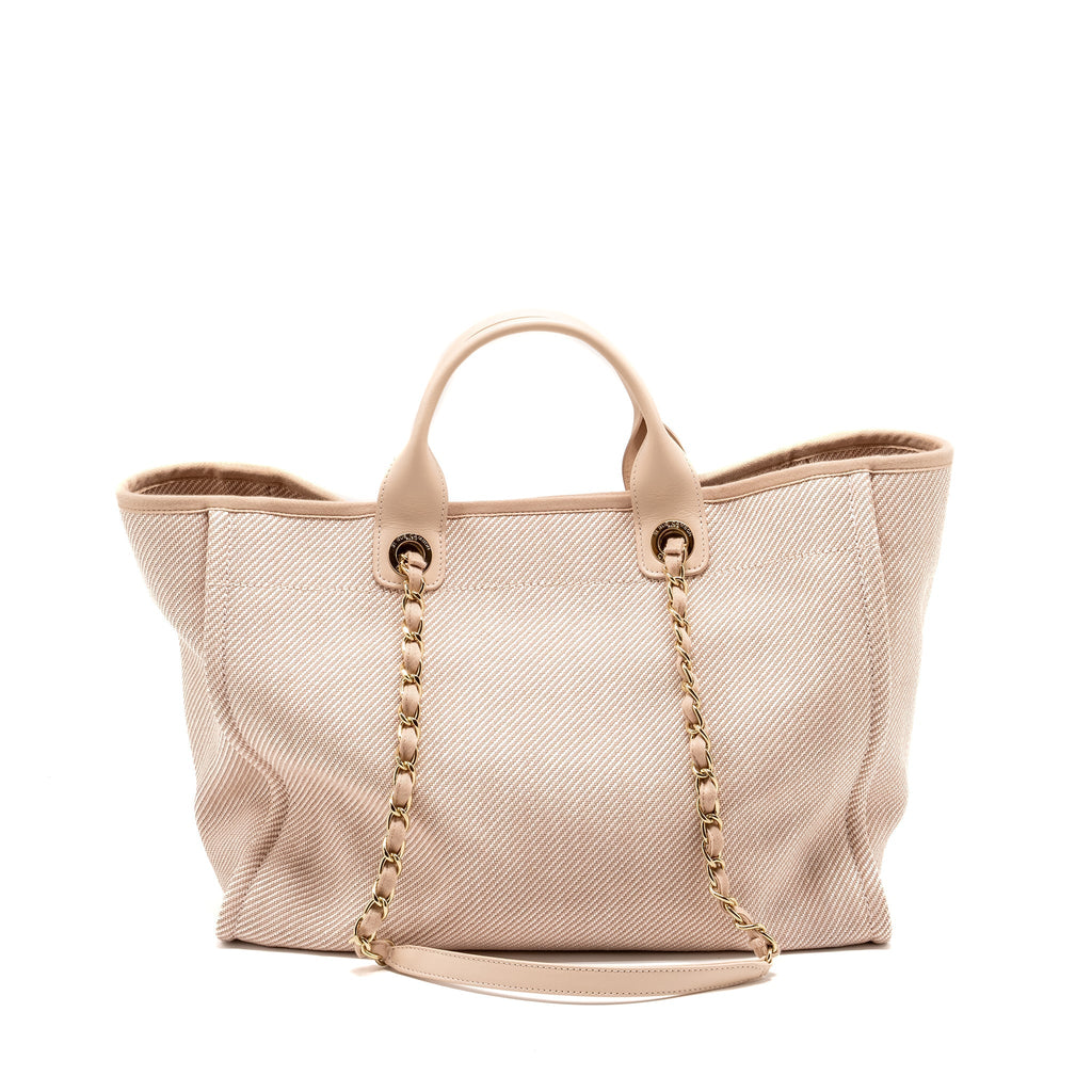 Chanel Deauville Tote Bag Canvas Light Pink L