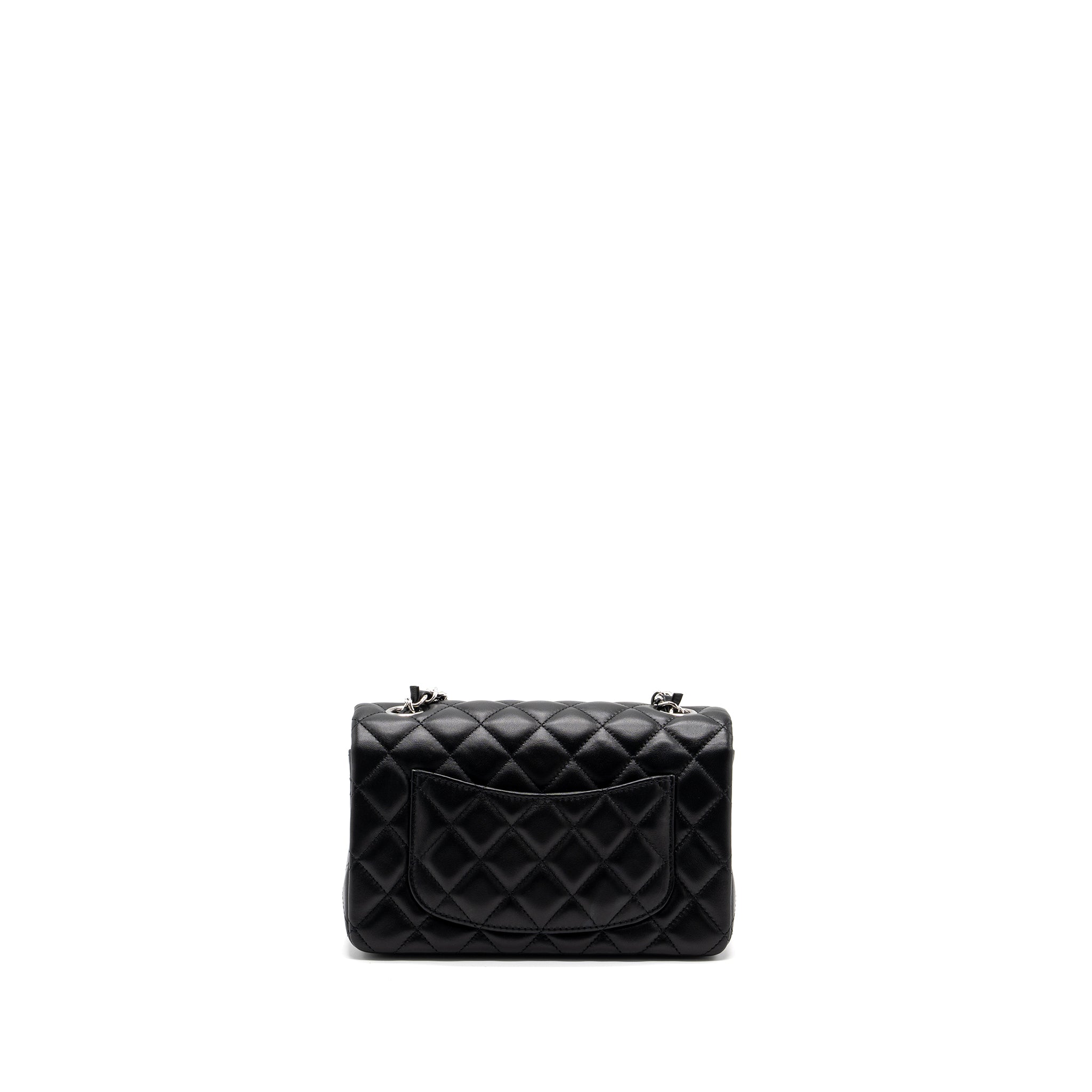 Chanel mini rectangular flap bag lambskin black  (microchip)