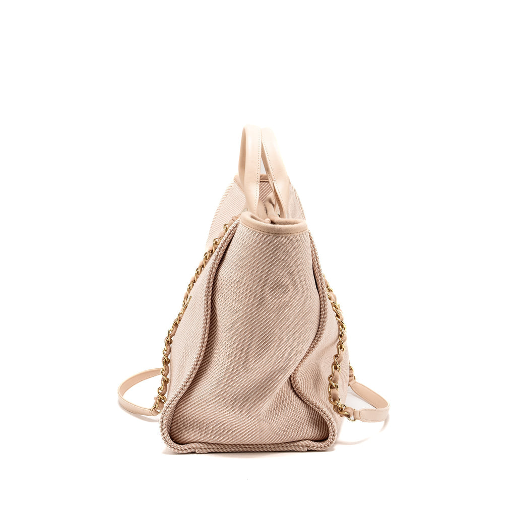 Chanel Deauville Tote Bag Canvas Light Pink L