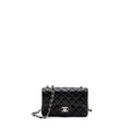 Chanel mini rectangular flap bag lambskin black  (microchip)