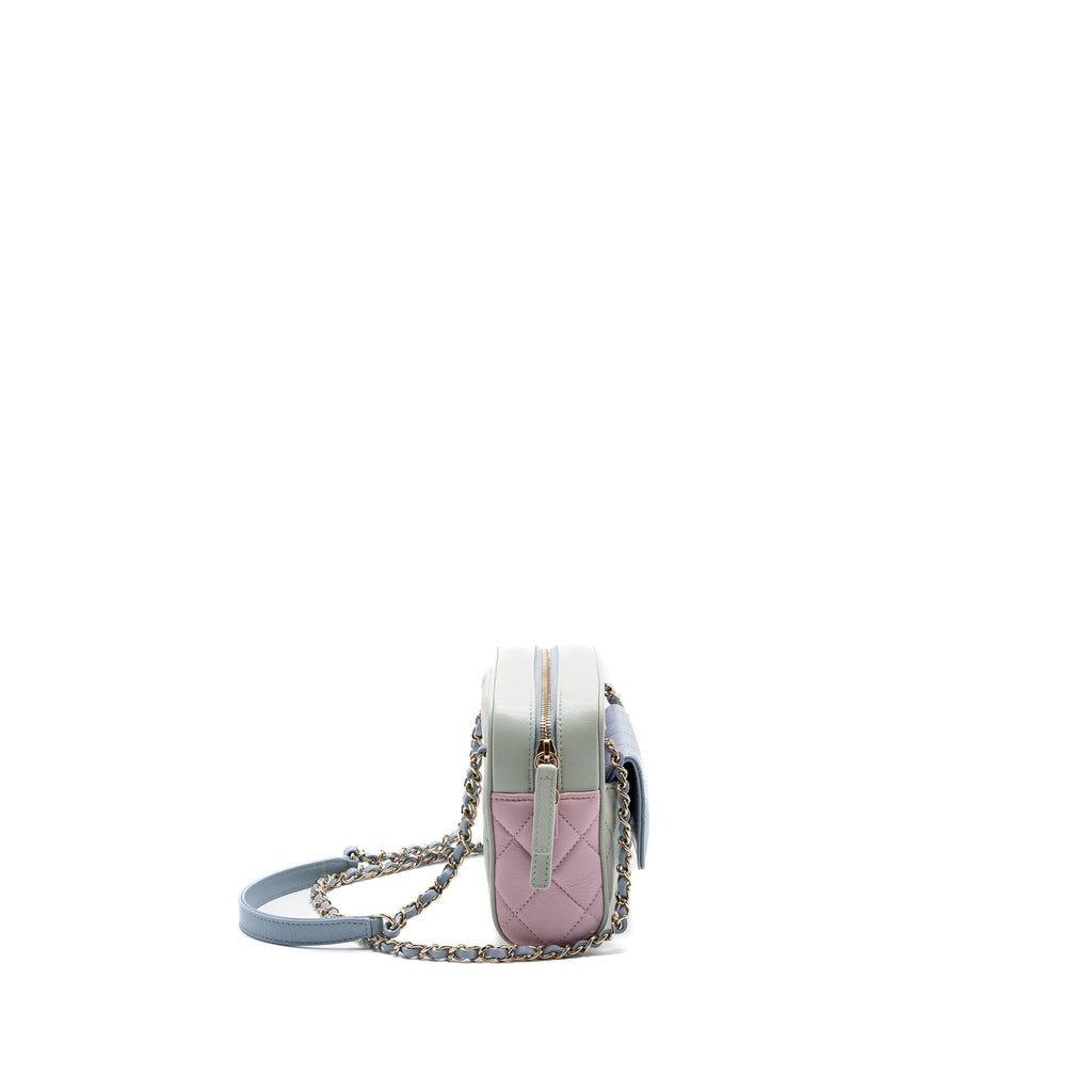 Chanel small camera bag goatskin multicolor green / blue / pink L