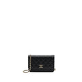 Chanel 23k Detailed CC Logo Wallet On Chain Caviar Black L (microchip)