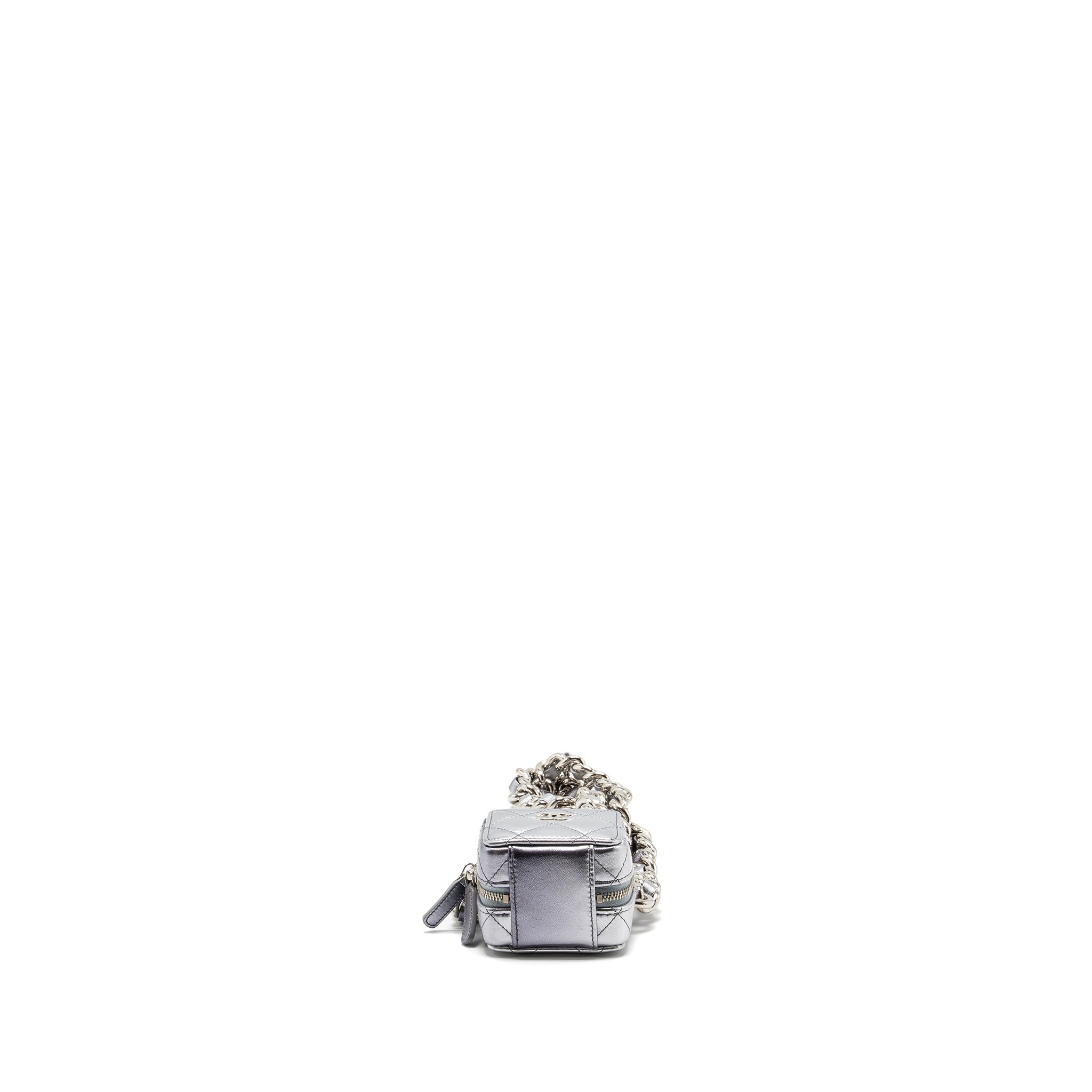 Chanel Mini Vanity with Giant Chain lambskin metallic grey